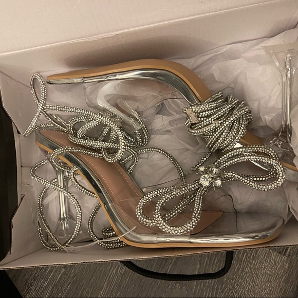 Fashion nova sparkly wrap up heels SZ 7 - Picture 4 of 7